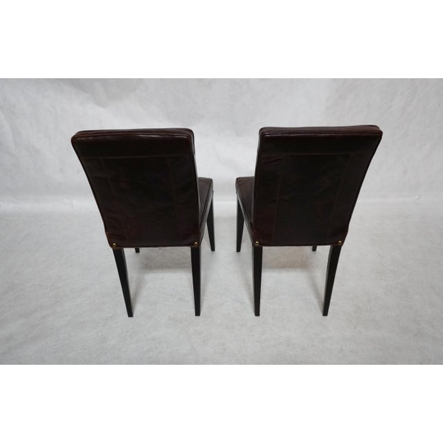 Brown Pair of Leather Dining Chairs Mulholland Brothers For Sale - Image 8 of 18