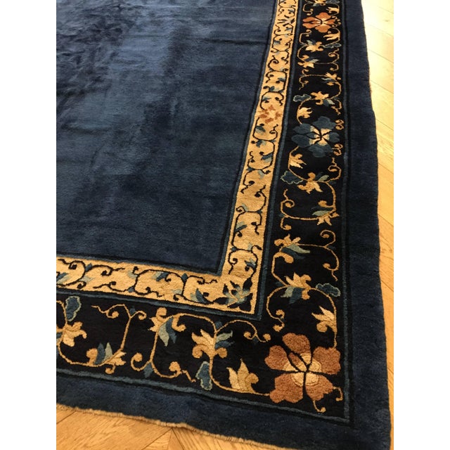 Chinese Blue Woolen Rug, 1920s For Sale - Image 13 of 16