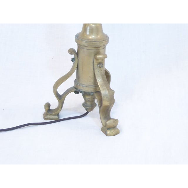 This Antique Italian Bronze candlestick lamp uses two Edison Base bulbs up to 75 Watts each and comes with a 10" square...