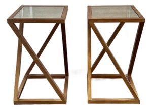 Pair of “Z” Metal & Mirrored Accent Tables