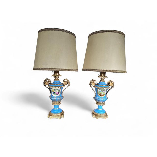 19th Century French Porcelain and Gilt Bronze Lamps in the style of Sèvres, 1890s For Sale - Image 3 of 13