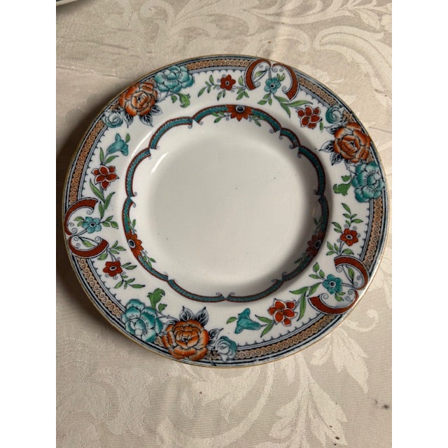 Antique Rimmed Soup Bowls, Transferware. Anthony Shaw? "Java" Set of 8 For Sale In Detroit - Image 6 of 11