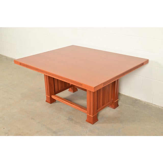 Cassina Frank Lloyd Wright for Cassina Arts & Crafts Husser House Cherry Wood Dining Table For Sale - Image 4 of 12