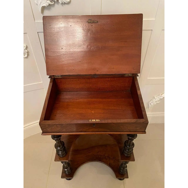 Wood Victorian Antique Freestanding Walnut Ladies Davenport, 19th Century For Sale - Image 7 of 15