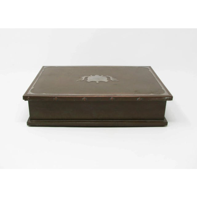 Vintage Silver Crest Bronze Humidor With Sterling Silver Overlay Decoration For Sale - Image 9 of 13