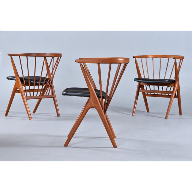 10 Spindle Back Ox Bow Solid Teak Danish Dining Chairs No. 8 by Helge Sibast For Sale - Image 9 of 14