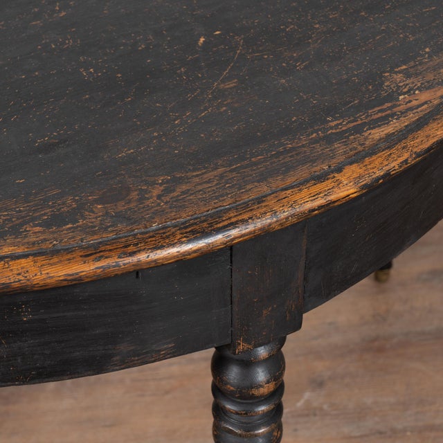 Pair of 19th Century Swedish Black Painted Demilune Console Tables For Sale - Image 10 of 12