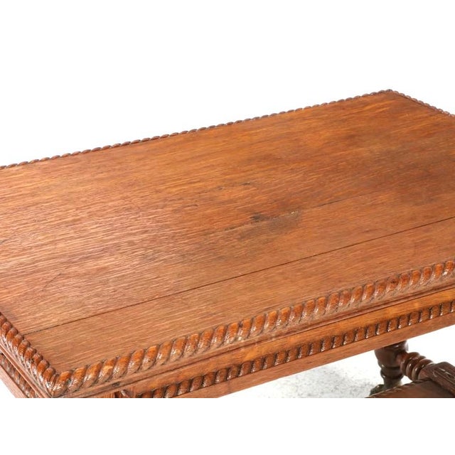1900 - 1909 C. 1893 Mecklen Bros of Nyc Oak Library Table With Barley Twist Legs For Sale - Image 5 of 10