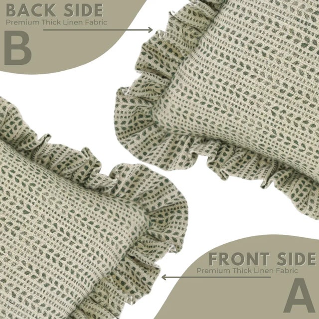 Not Yet Made - Made To Order Fabdivine Artisan Block Print Throw Frill Pillow Cover Green 18x18 Inch Thick Linen- Ratanbel For Sale - Image 5 of 5