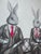 Contemporary Whimsical Original Oil Painting of Two Bunnies Drinking Wine by Max and Alma For Sale - Image 3 of 5