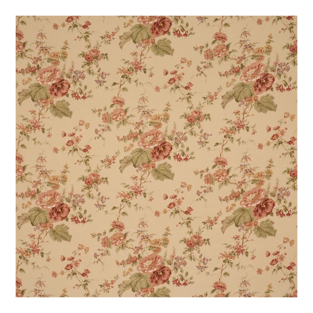 Sample - Schumacher Midsummer Hollyhock Fabric in Beige For Sale