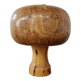 Handmade Large Wooden Pedestal Bowl With 6 Wooden Eggs For Sale