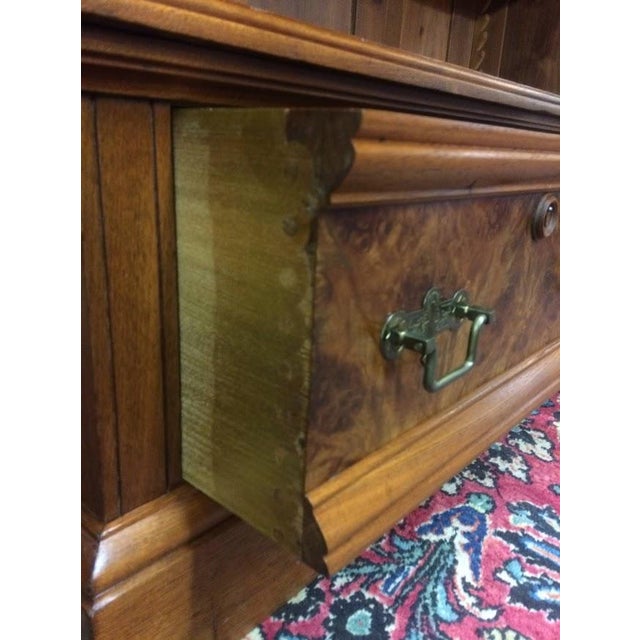 Antique Victorian Bookcase, Walnut Bookshelf With Glass Doors For Sale - Image 14 of 18