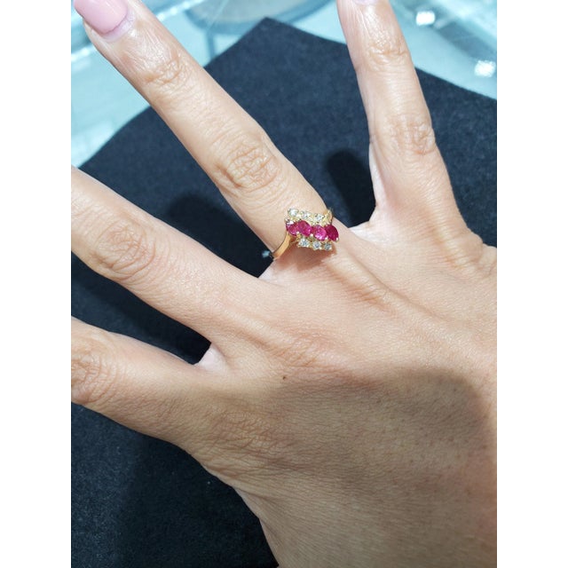 ♥ Product Summary ♥ Main Stone: Ruby & Diamonds Band Material: 14k Yellow Gold Stone Cut: Marquise & Round