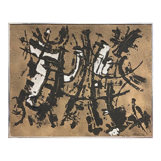 Italian Abstract Expressionist Painting by Ugo Sterpini, Signed and Dated 1958 For Sale