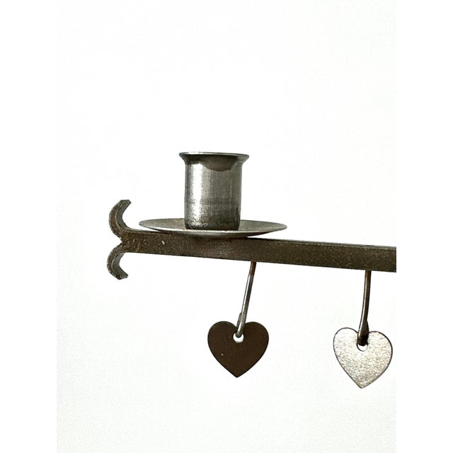 1960s Swedish Dangling Hearts Steel 4 Candle Candelabra by Gunnar Ander For Sale - Image 14 of 16
