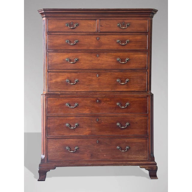 Untouched 18th-Century George III Period Mahogany Chest-on-Chest or Tallboy An untouched late 18th-century George III...