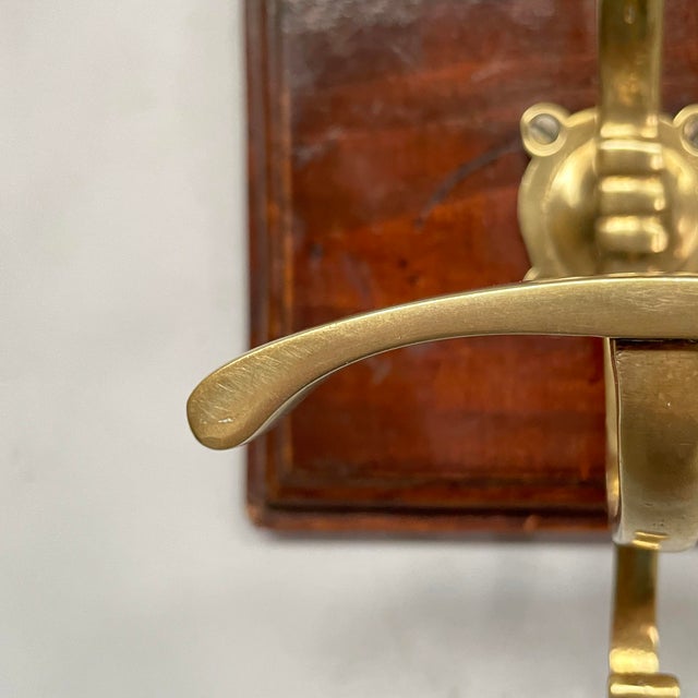 1920s Italian Art Nouveau Wall Coat Rack in Wood and Brass, 1920s For Sale - Image 5 of 11