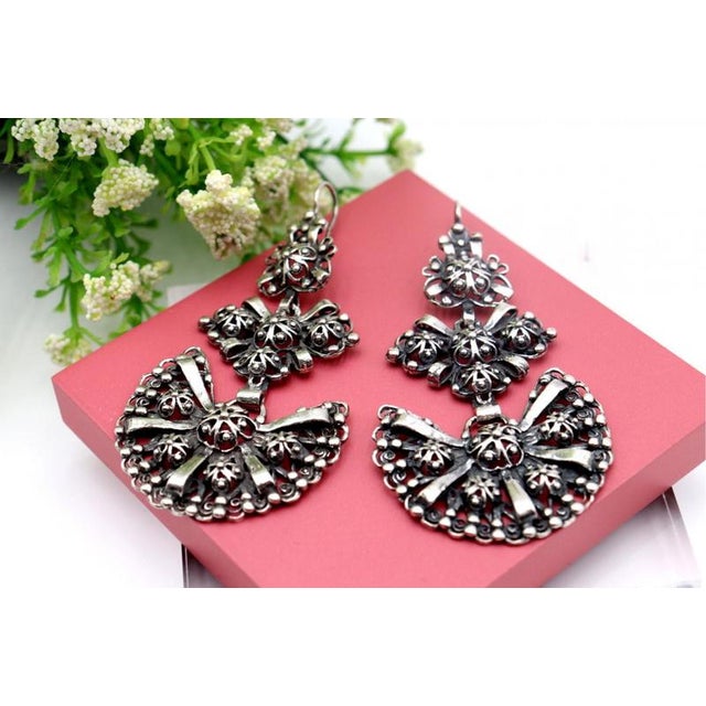 Silver Earrings, Set of 2, in Worn conditions. Designed 1980 to 1989