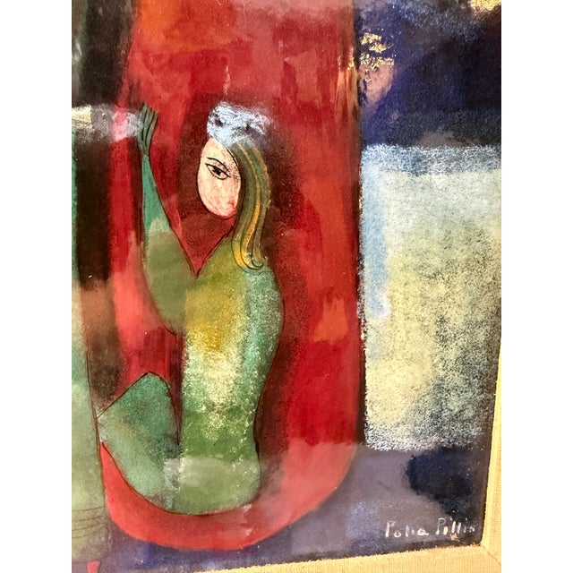 Incredible Polia Pillin Glazed Plaque in Original Frame C1958 Titled Nocturne For Sale In Chicago - Image 6 of 12