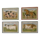 Set of 4, Custom Framed Cottage Style Needlepoint Artwork Collection For Sale