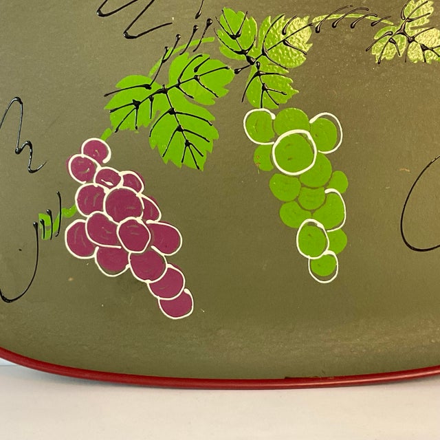 1950s 1950s Mid-Century Boho Chic Serving Tray With Hand Painted Grape Motif For Sale - Image 5 of 7