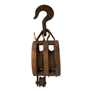 Early 20th Century Vintage Double Block and Tackle Uw Pulley For Sale