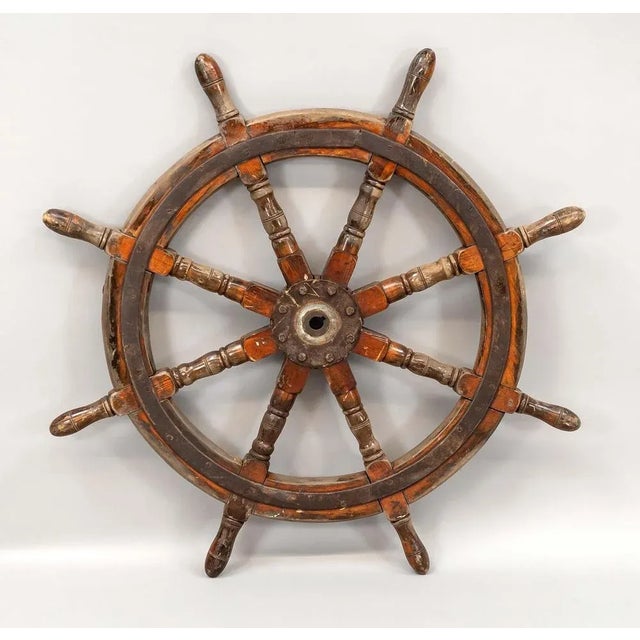 Wood Yacht or Boat Wheel, 1890s For Sale - Image 7 of 9