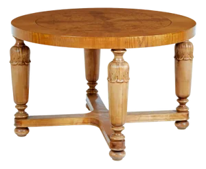 Swedish Art Deco Carved Birch and Elm Coffee Table, 1930s
