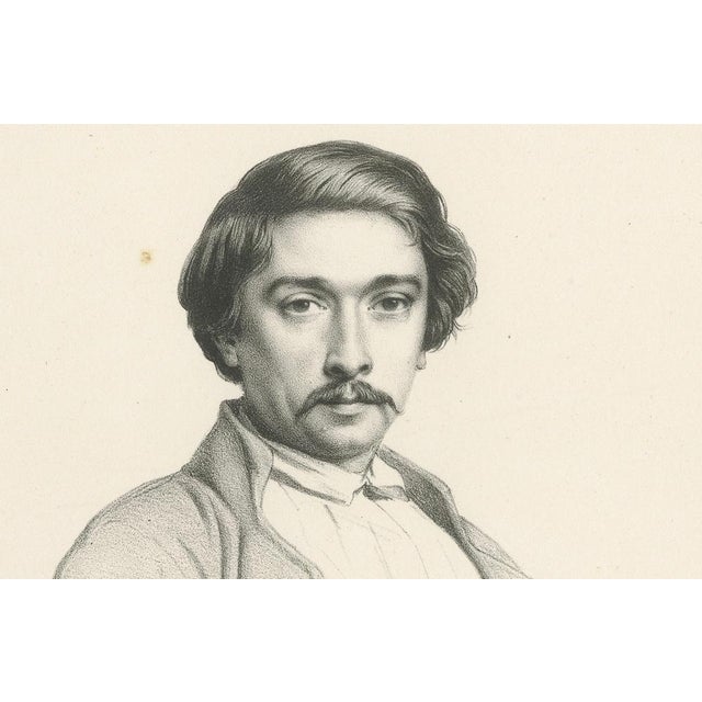 Le Gout-Gérard, Portrait of Thomas Couture, 19th Century, Lithograph For Sale - Image 4 of 10