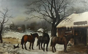 The Blacksmiths. Oil Painting by Edwin Roper Stocqueler (Australian - 1829 - 1895)