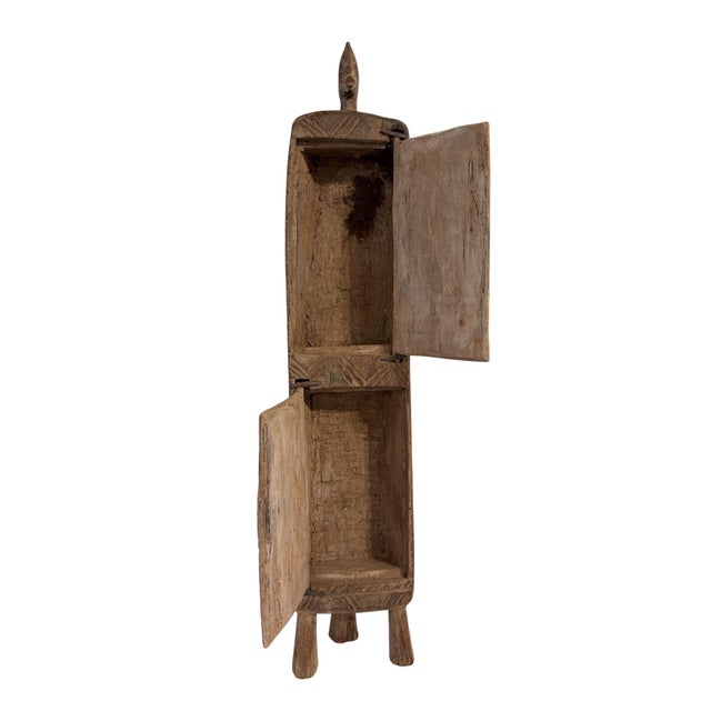 Brown Large Vintage Unique Dogon Hand Carved Wooden Box Mali 25" H For Sale - Image 8 of 9