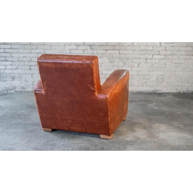 Vintage Art Deco Cognac Leather Club Chair For Sale - Image 16 of 17