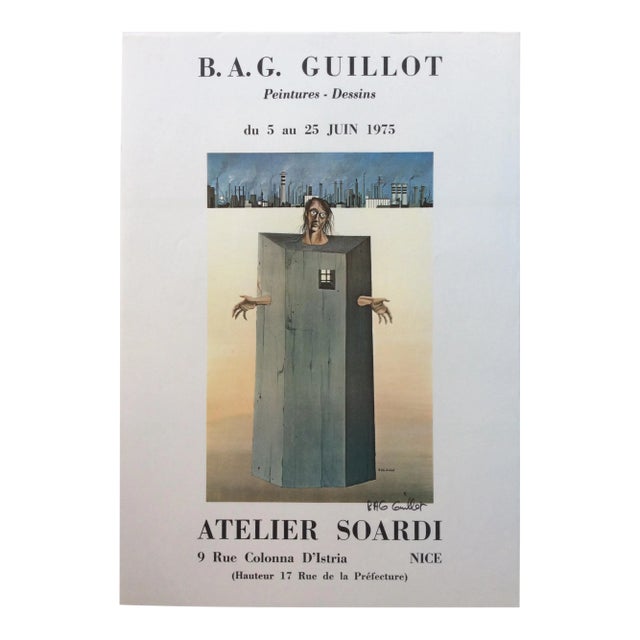 Original Midcentury Surrealist Art Exhibition Poster, Guillot For Sale