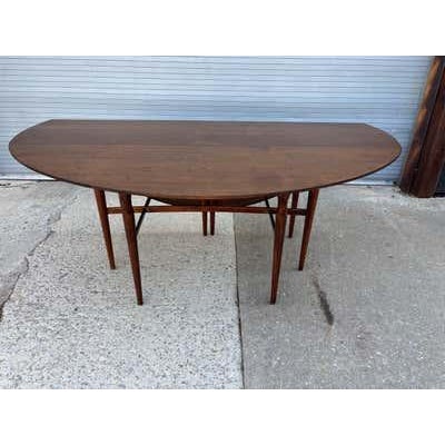 Wood Mid- 20th Century Heritage-Henredon Drop-Leaf Walnut Table For Sale - Image 7 of 12