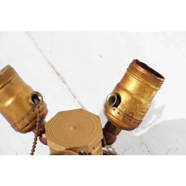 1950s 1950s Vintage Leviton Brass Ceiling Light With Three Pull Chain, Made in Usa For Sale - Image 5 of 13