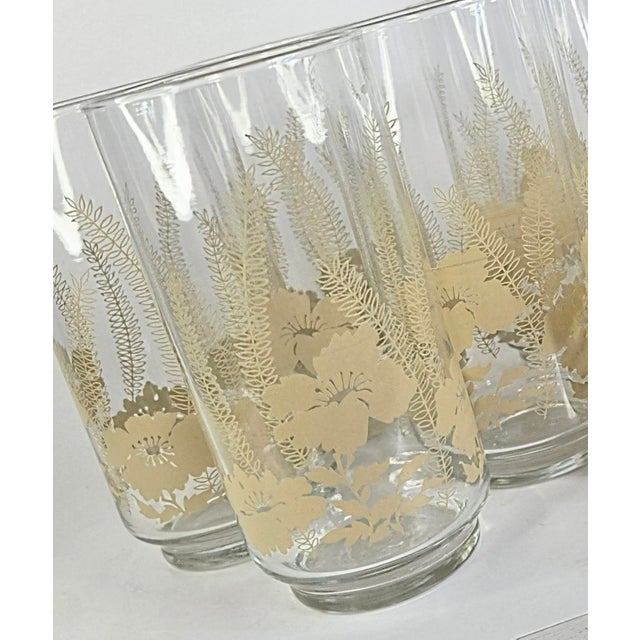 Glass 1970s Boho Floral Tumblers - Set of Eight For Sale - Image 7 of 12
