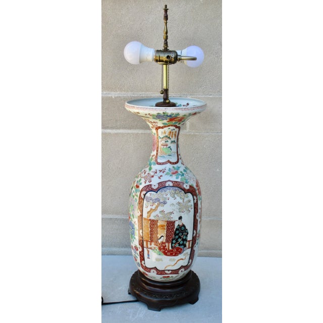 Japanese Massive Antique Japanese Vase Lamp For Sale - Image 3 of 17