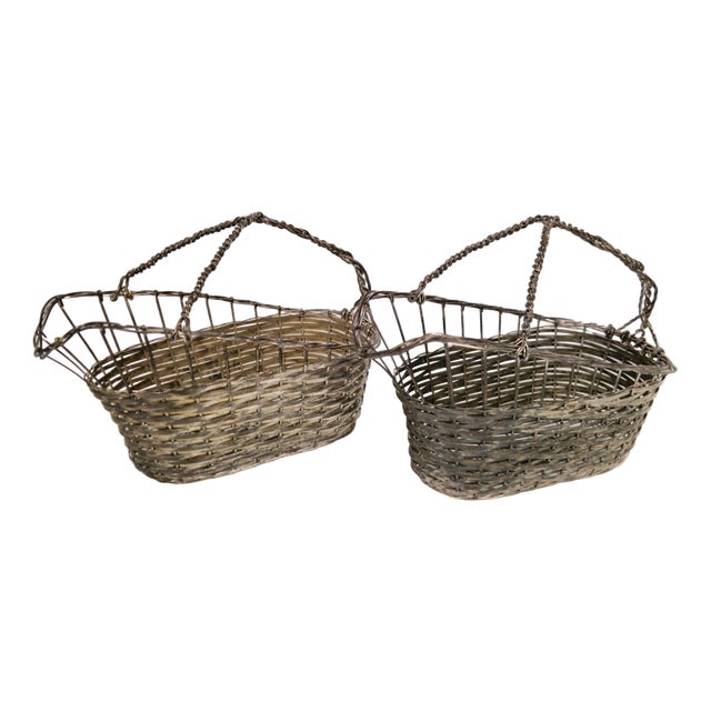 Apair of Vintage French Silver Plate Wine Bottle Holder, 1920s, Set of 2 For Sale