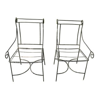 Vintage Rod Iron Metal Chairs - a Pair For Sale
