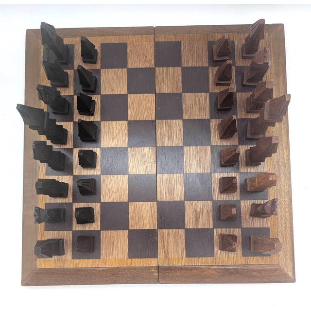 African Carved Chess Pieces, Set of 33 For Sale - Image 9 of 14