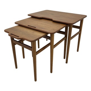 Danish Teak Nesting Tables by Kurt Østervig for Jason Møbler, 1960s, Set of 3 For Sale