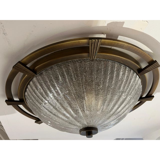 Large Nautical 1960 German Mid Century Flush Lamp Kaiser Leuchten Murano Glass For Sale In New York - Image 6 of 12