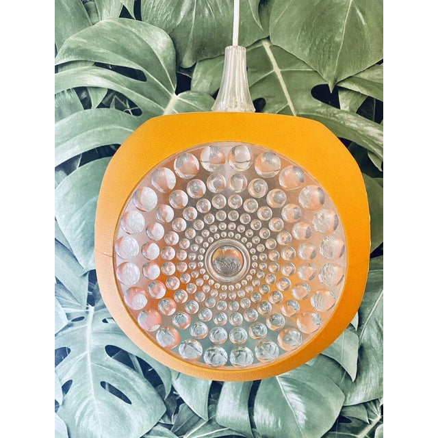 Vintage Yellow Orange UFO Ceiling Lamp in Plastic from Massive Lighting, 1970s For Sale - Image 4 of 12