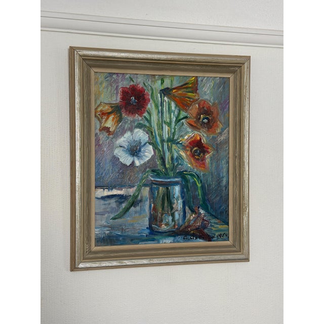 A. Åslund, Flower Still Life, 1954, Oil on Panel, Framed For Sale - Image 9 of 18