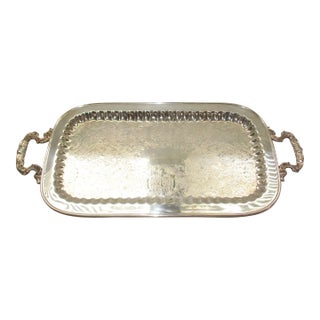 Vintage Leonard Silver Plated Footed With Handles Butler Tray / Serving Dish For Sale