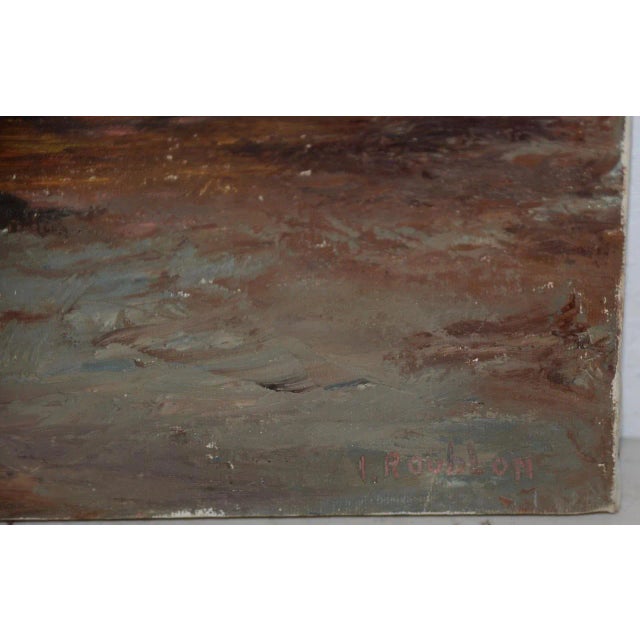 Impressionist Irina Roublon Belotelkin (January 1, 1913 – January 21, 2009) "Coastal Sunset" Oil Painting C.1960s For Sale - Image 3 of 8