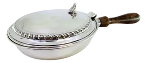 Silver Whisk with Raised Border Lid and Wooden Handle