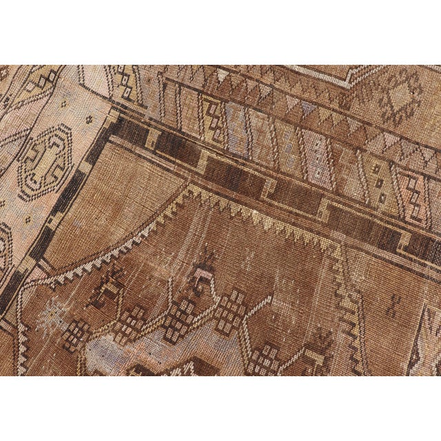 Vintage Hand-Knotted Turkish Kars Galley Rug in Wool With Medallion Design 4'6 X 11'5 For Sale - Image 13 of 13