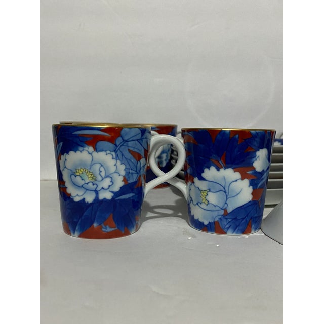 Early 20th Century Early 20th Century Arita Fukagawa Hand Painted Cups & Saucers- 16 Pieces For Sale - Image 5 of 5